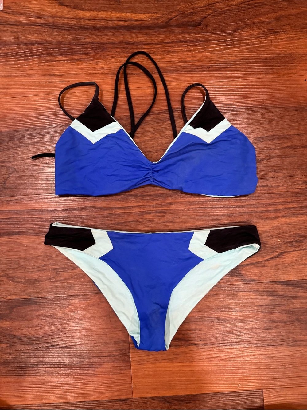 l*space Blue, Black & Aqua Colorblock Bikini Set